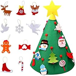 Beetest 3D DIY Fieltro Árbol de Navidad con 18 unids Niño Adorable Árbol de Navidad Adornos Colgantes para Niños Navidad Decoraciones para El Hogar