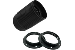 Christoph Palme Leuchten Set 1x E27 Fassung Thermoplast schwarz mit Gewindehülse und M10x1 Befestigungskappe 2x Schraubringe Kunststofffassung Lampenfassung