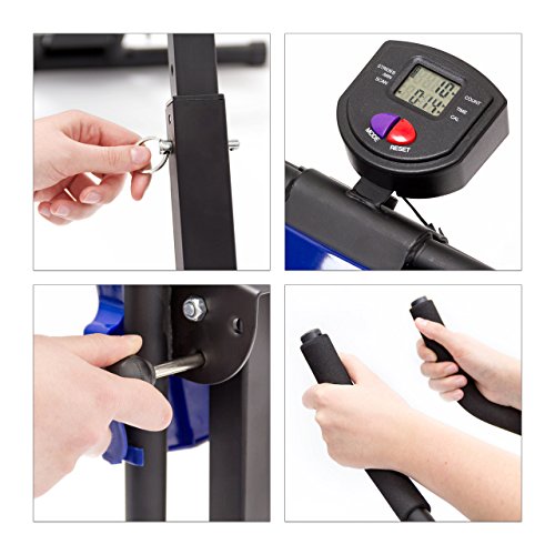 Relaxdays Bauchtrainer klappbar, Trainingscomputer, Muskelaufbau Abdominal Heimtrainer für Zuhause, HBT 82 x 54 x 102 cm, schwarz - 5