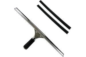 GBPro Professional Window Squeegee Stainless Steel Wiper 45cm / 18 inches + Machine Cut High Grade Rubber Blade/Strip x 2