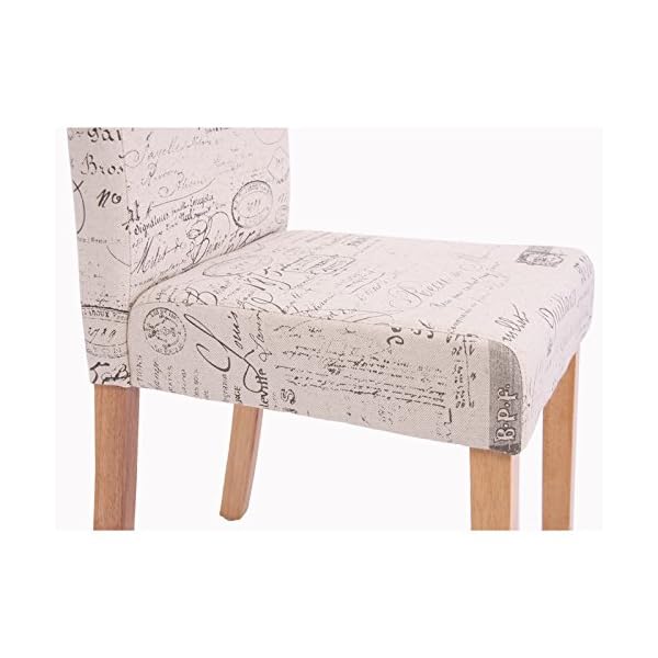 Mendler 4er-Set Esszimmerstuhl Stuhl Küchenstuhl Littau - Textil mit Schriftzug, Creme, helle Beine – Bild 3