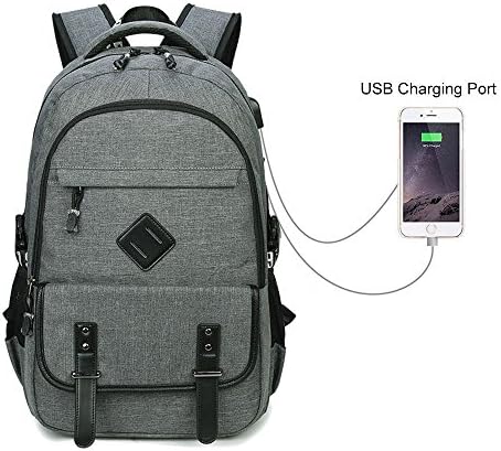 Backpack Laptop Bag for Men Women - 15.6 In Slim Light-Weight Tech Resistant Travel Oxford with USB Port , Waterproof Notebook Pack for for School, Work, Travel