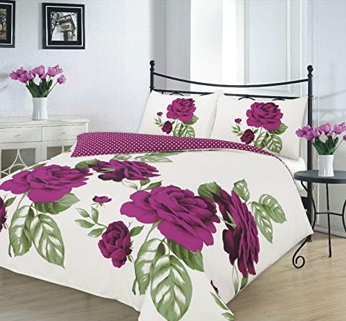 LnB Isabella Plum Printed Poly Cotton Bedding Set/Duvet Cover S-D-K-S.K (King)