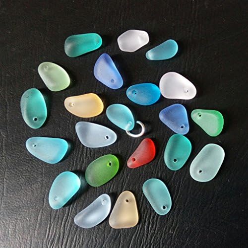 12 pcs Sea Glass Beads,10--15mm Freeform Handmade Top-drilled,for Jewelry Making Earring Pendant Charm DIY Craft by JCT ECO