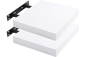 ‎LESTARAIN Lestarain Wandregal, 25x23x3.8cm 2er-Set MDF-Wandboard Schweberegal Holz Hängeregal DVD CD Regal Wall Shelf Für Küche Wohnzimmer Schlafzimmer Weiß