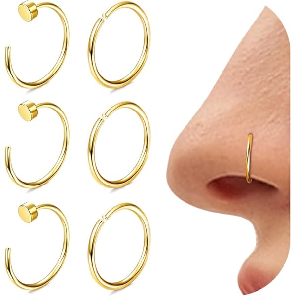 Piercing Nez Anneau De Nez En Or 16G - 3 Pièces En Acier Chirurgical 316L - Hypoallergénique Bijou Hypoallergénique Nez