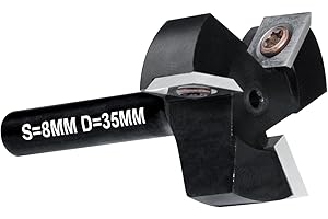 DEEFIINE Fraise à Surfacer Tige 8mm Défonceuse, Fraise de Rabotage avec Diamètre de Coupe de 35mm, Fraise a Raboter cmt avec 3 Lames, Fraise CNC pour bois réversible