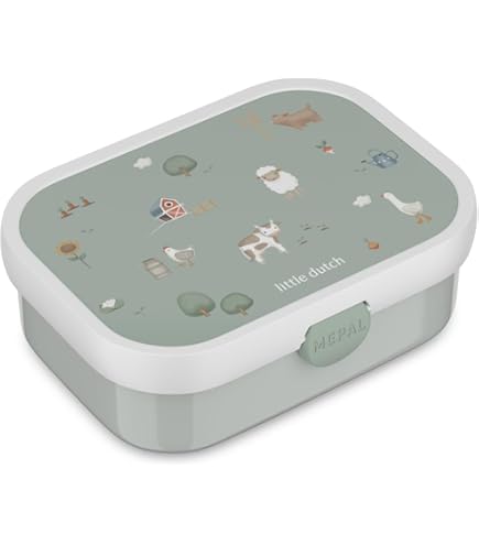 Cozary Lunch Box Bambini Con 4 Scomparti – 900 Ml, Antiperdita, Con Manico, Forchetta, Cucchiaio E Salsiera – Design Toast, Senza BPA – Per Scuola, Asilo E Picnic
