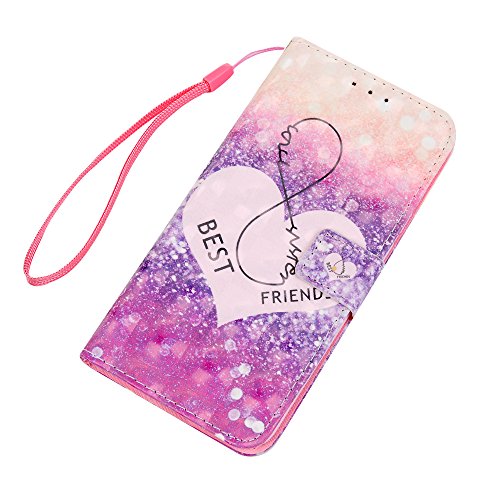 Lanveni S6 Hülle, Handyhülle für Flip Case Cover PU Lederhülle Schutzhülle Magnetverschluss Ledertasche mit Stander Function Brieftasche Card Slot Handy Tasche mit Liebe Cover Design für Samsung Galaxy S6 + 1 x Stylus Stift + 1 x Staubdichte Stecker - 3