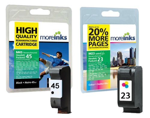 2x HP Deskjet 1120c Kompatible Druckerpatronen - Schwarz+Farbe (Cyan, Magenta, Gelb)- Hohe Kapazität