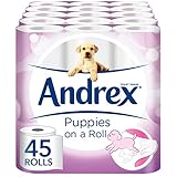 Andrex Gentle Clean, Puppies on a Roll Toilet Tissue Paper - 45 Rolls