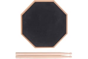 WENROU 8 Zoll Drum Pad ÜBungspad Schlagzeug, Drum Pad ÜBen, Bungspad Schlagzeug, Drum Practice Pad, 2 Seitig Leises ÜBungspad, Mit Massivholz Drumsticks, Für Übe Das Trommeln, Schwarz