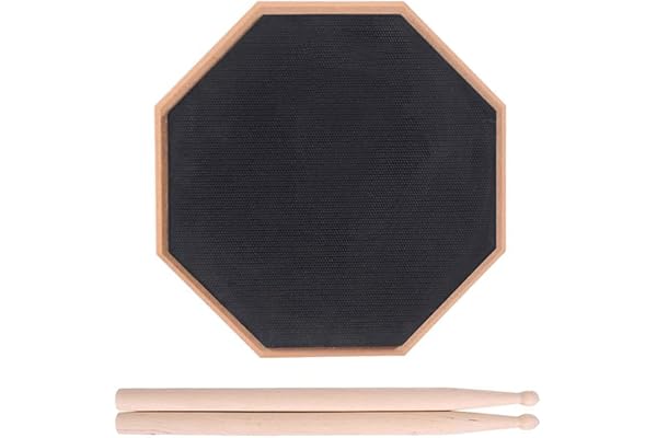 Wenrou 8 Pouces Pad D'EntraîNement Batterie, Pad De Batterie Silencieux, Practice Pad D'EntraîNement Batterie, Drum Pad Avec Baguettes De Batterie En Bois Massif, Pour DéButants MéLomanes, Noir
