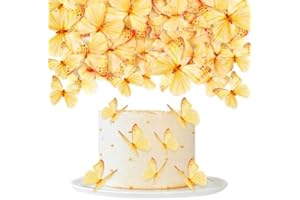 Blumomon 60Pcs Dorée Papillon Comestible Décoration de Cupcake Sélection Mariage Baby Shower Party Mariage Anniversaire Fête D’anniversaire Décoration de Cupcake