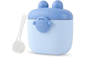 SacJkt Milk Powder Dispenser Pot, Formula Powder Pot, 500ml Baby Formula Dispenser with Sealed Silicone Ring Cover and Spoon, Milk Powder Storage Container for Milk Powder, Fruit and Snack(Blue)