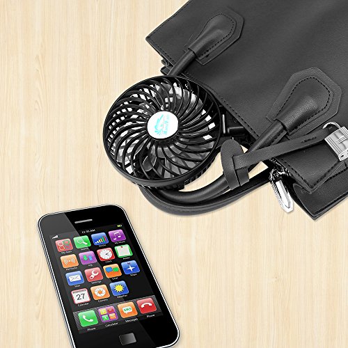 USB Ventilator BENGOO 18650 Akku Mini Handventilator Kleiner Lüfter, Faltbar Handlich Elektrisch Wiederaufladbar, Optimal für Mini-Chargeable Portable Laptop Schlafzimmer Büro Draußen Reisen Camping Picknicks, Schwarz - 6