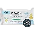 Kit & Kin Premium Eco Baby Wipes, 1200 Wet Wipes (20 packs) | Biodegradable Plastic-Free & Super Soft | 99% Water | Fragrance-Free | New & Improved Formula
