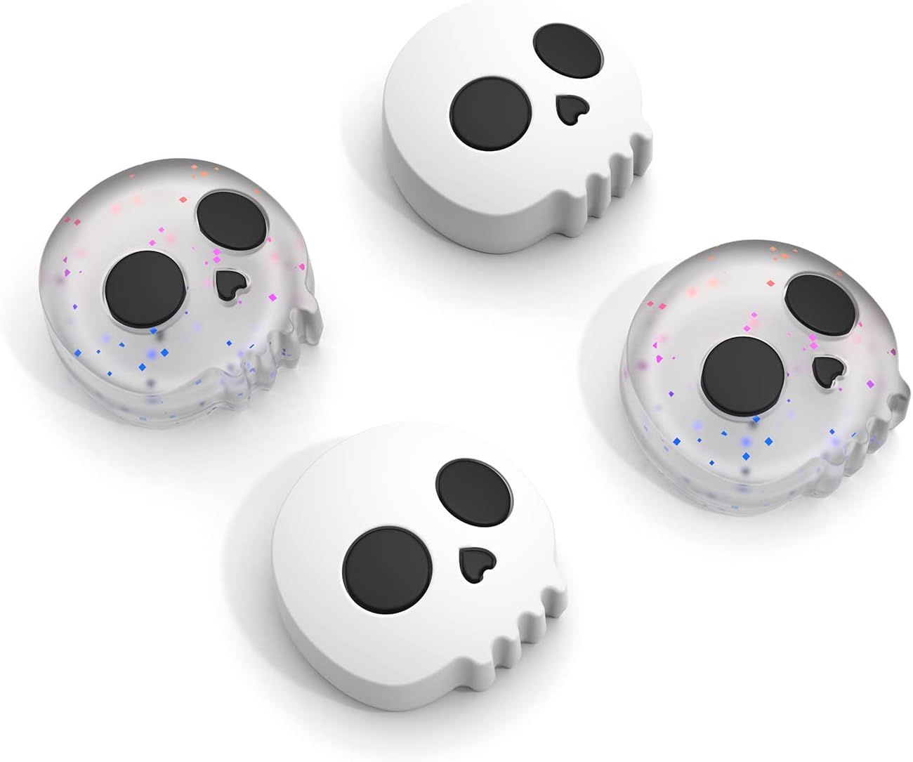Halloween Thumb Grip Caps for Switch Joy-Con, Cute Joystick Covers with 3D Pattern Cover Soft Adorable Silicone Analog 4Pcs Kit for Switch/OLED/Lite, Skull