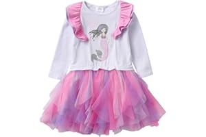 VIKITA Vestito Manica Lunga Cotone Bambina 1-8 Anni