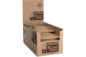 Gizeh Unbleached XL Slim Filter 6 mm Durchmesser – 10er Pack á 120 Filter in 19 mm Länge – biologisch abbaubar – extra lang