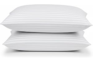 Comfy Nights Pillow 2 Pack Hotel Quality Stripe Bed Pillow Hypoallergenic & Anti Dust Mite Resistant Firm Support Side Sleeper Bounce Back Pillows (Pack of 2)