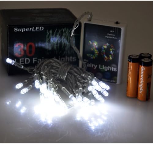 S4U® SuperLED Battery Powered 30 Pack LED String Fairy Light Set, with FREE Alkaline Batteries (White)