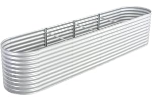 KOIECETA Hochbeet Stahl Silbern 400x80x81 cm Gemüsebeet Pflanzbeet Pflanzkasten