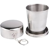 Spelt Katlanır Paslanmaz &Ccedil;elik 150 Ml Mini Bardak Taşınabilir Kapaklı Kamp Seyahat Outdoor Anahtarlık
