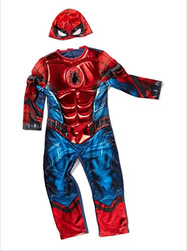 Officially Licensed Disney Marvel Spider-Man Homecoming Padded Muscle Metallic fancy dress Boys Book Week Costume Age 5-6 Years With Fabric Mask. Made under licence for the TU Collection