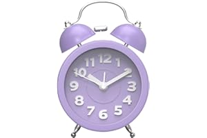 PILIFE Wecker Analog, Laut für Tiefschläfer, Wecker Ohne Ticken, Wecker Kinder Jungen, Reisewecker Klein, Wecker Batteriebetrieben, Retro Wecker mit Licht (lila)