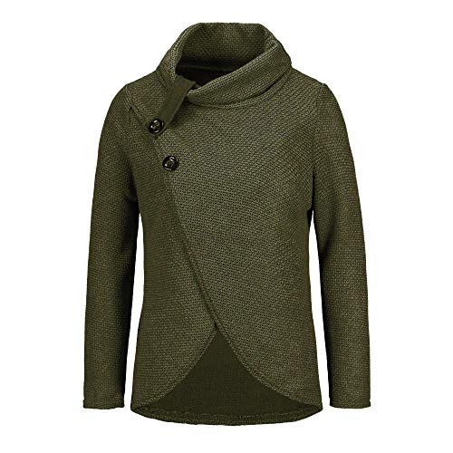 Preisvergleich Produktbild BaZhaHei Damen Asymmetrisch Cardigan Gestrickt Einfarbig Strickjacken Lose Strickmantel Tunika Kimono Rollkragen Gefüttert Zopfmuster Outwear Tops Bluse Langarm Unregelmäßig Sweatshirt