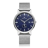 Yevita Uhren Ultra Dünnes Damen Herren AnaYevita Herren Armbanduhr Zifferblatt Analog Business Edelstahl Armband mit Kalender Und Sekundenzeiger #017