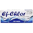 Ef-Chlor 17mg Water Purification Tablets (100 Tablets) – Effective Water Treatment for 3-4L, Ideal for Camping, Hiking, Backpacking, Travel, Survival, Emergency Preparedness, and Outdoor Exploration