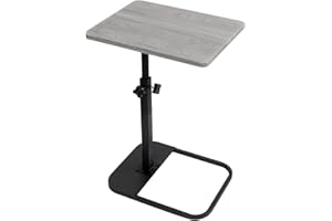 kiss me TV Tray Table, Small Adjustable Height Table C Shaped End Side Table for Sofa, Bed, Living Room Table Laptop Desk for Living Room Bedroom Balcony Patio (Gray)