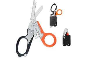 Rppiup Trauma Schere Multitool,6-in-1 Notfallschere rettungsschere, Rettungsdienst Schere Raptor mit Holster, multifunktionsschere, Glasbrecher, Faltbare Scherenzange aus Edelstah für Rettungskräfte