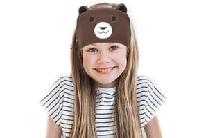 Laelr Kids Headband Headphones Soft Fleece Wireless Bluetooth Headband Headset with Built-in Microphone Voice Prompt Hi-Fi Stereo Super Bass Music Sleep Eye Mask for Travel and Sleeping(brown)