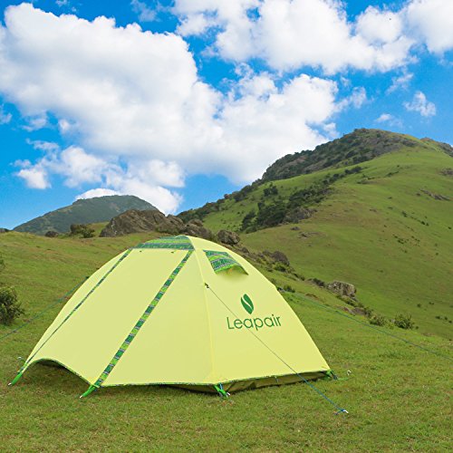 WolfWise Tienda de Campaña con bombillas LED USB portátil Doble lluvia Carpa techo equipado tienda de campaña Senderismo Trekking por 3 Estaciones doble capa impermeable