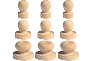 Exceart - Set di 5 timbri in Legno, Rotondi, Diametro 3 cm, Diametro 8 cm