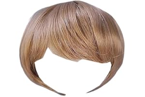 tieedhfu Hochtemperaturfaser Puppenperücke, abnehmbares, kurzes, einfarbiges Haarteil, Milchtee