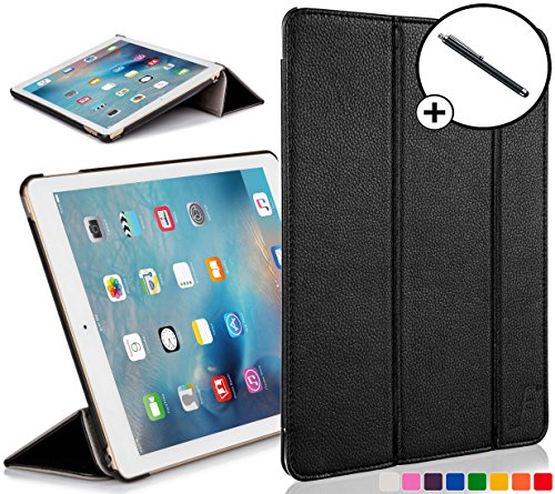 Forefront Cases® Neue Leder Hülle / Tasche / Case / Cover für Apple iPad Air 2 / 2nd Generation (Oktober 2014) - Rundum-Geräteschutz und intelligente Auto-Sleep-Wake-Funktion mit 3-JAHRES-GARANTIE VON FOREFRONT CASES - inkl. Eingabestift