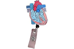 VSILAY Porta Badge Retrattile ID Clip Holder Anatomico Cuore Infermiera Anatomia Infermiera Medico Medici Tag Card Badge