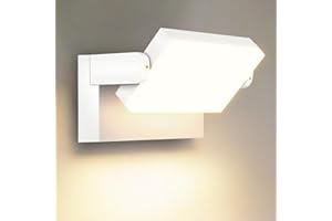 Kingwen LED Aplique Pared Interior Exterior 360°Rotación 40W Lámpara de pared Blanco cálido 3000K Focos LED Exterior Impermeable ip65 Aplique de Pared Blanco 3000LM