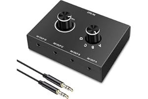 DIFCUL 3.5 Mm Audio Switch, Analog Stereo Sound Umschalter Passive Selector Splitter Box Audio Switch Stereo Switch Usb3.0 Zweiwege-umschalter 4 (1)-in-1(4)-Out Wahlschalter (schwarz)