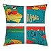 Produktbild Gone Fishing Throw Pillow Cushion Cover, Comic Style Fishing Club Caricature Leisure Day in Lake People on Boat Marine, Decorative Square Accent Pillow Case, Multicolor,12 X 12 Inches