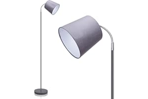Aigostar Lampada da Terra con Interruttore a Pedale, Presa E14 con Paralume Grigio, Lampada a Piantana con Base in Metallo, Lampada da Pavimento Moderna Vintage per Saloto, Camera da Letto, Lettura