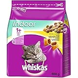 Whiskas Katzenfutter Trockenfutter Indoor für Hauskatzen mit Huhn, 800 g