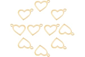 UNICRAFTALE Ciondolo Cuore e Acciaio Inossidabile Charms In Metallo Ipoallergenico Ciondoli In Acciaio Inossidabile Set Charm 1mm Piccolo Foro per Creazione di Gioielli, 10mm