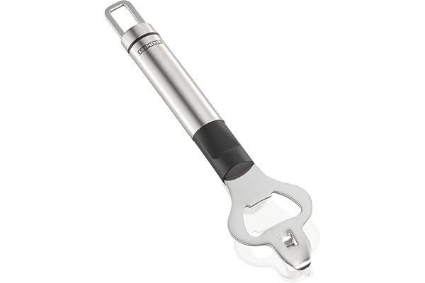 Leifheit Ouvre-boîte en acier inoxydable ProLine, Décapsuleur pratique avec œillet de suspension, Ouvre boite manuel polyvalent au design moderne et élégant