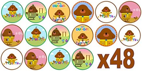 48 Hey Duggee 3cm Mini Discs Edible Wafer Paper Disc Cupcake Toppers (NOT PRE Cut)