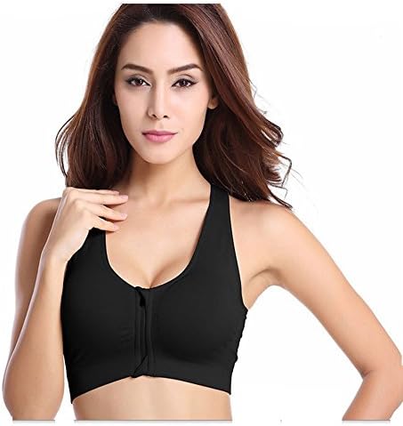 VEQSKING Front Fastening Comfort Bras For Women, Non Wired Padded Light Support Sports Bra With Racerback